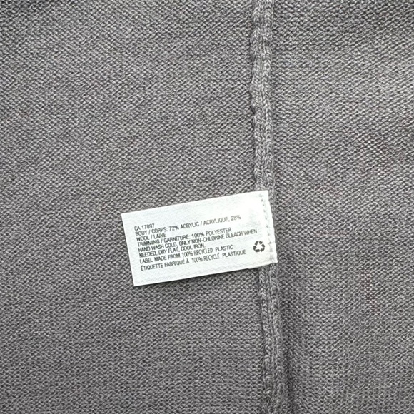 NWT FRNCH Simon’s Grey Wool-blend Black Chiffon Stripes Short Sleeve Top Sz S - Picture 9 of 9